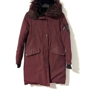 Alpine North Women's Laurentian Parka Grape Burgundy Faux‎ Fur Hood Coat  Medium